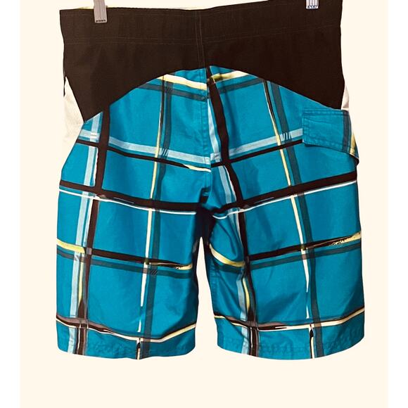 ZEROXPOSUR HI-RISE OUTER DRAWCORD SWIM TRUNKS, YOUTH, M 10/12, BLUE-YELLOW WHITE - Picture 4 of 11